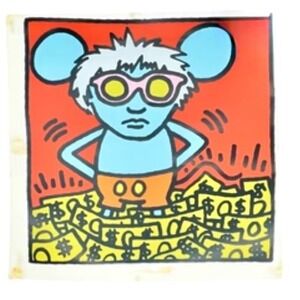 Keith Haring Andy Mouse 1 Art Print 15.5x15.5‎ Multicolor 1986 Series Excellent